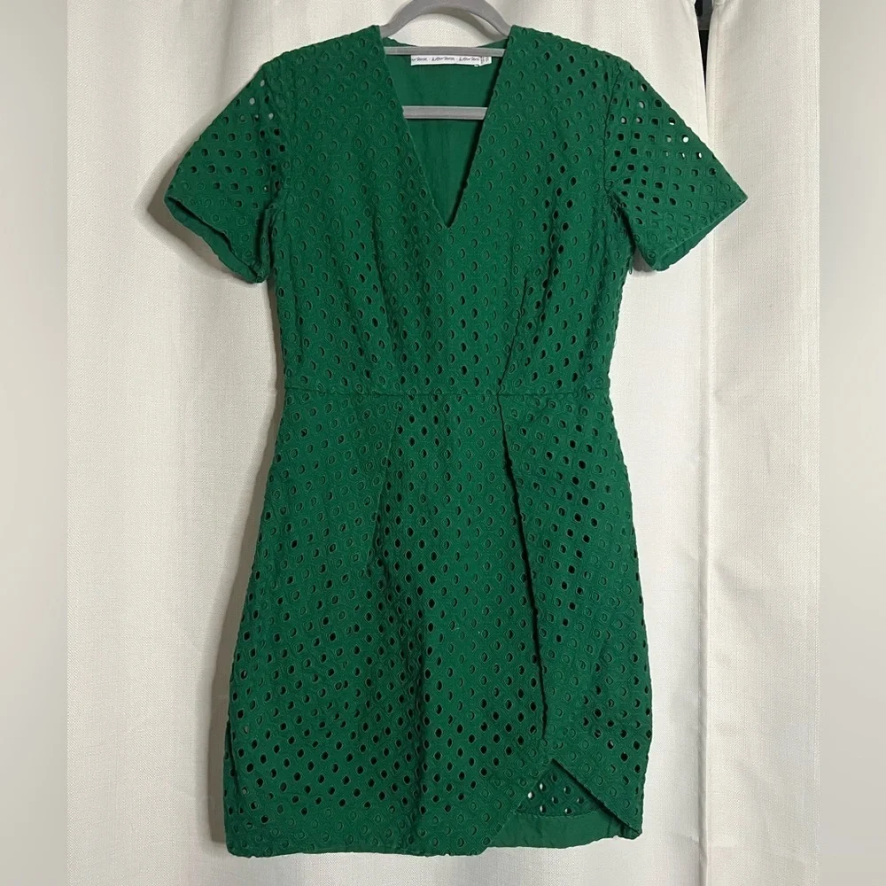 Anthropologie & Other Stories Green Eyelet Short Sleeve Dress 6
